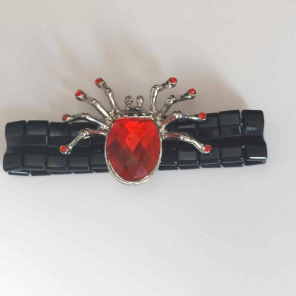 Spider Stretch Metal Bracelet Red Rhinestone With Black Gothic Costume - Picture 2 of 7